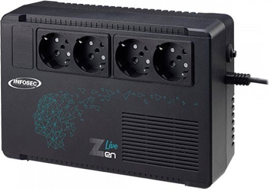 Infosec Zen Live 650, interaktiivinen tuloliitin, 0,65 kVA, 390 W, sini, 162 V, 290 V