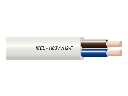 Lattakaapeli, PVC2x0,75 mm² PKLF valkoinen 300/300Vrengas, kaapelin halkaisija 3,8x6,3 mm - (100 metriä)
