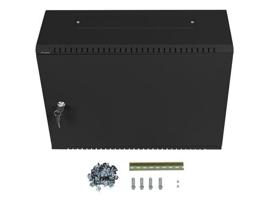 Lanberg WAF1 Series - Rack skap - 540 x 200, low profile, assembled - veggmonterbar - svart, RAL 9004 - 4U - 19"