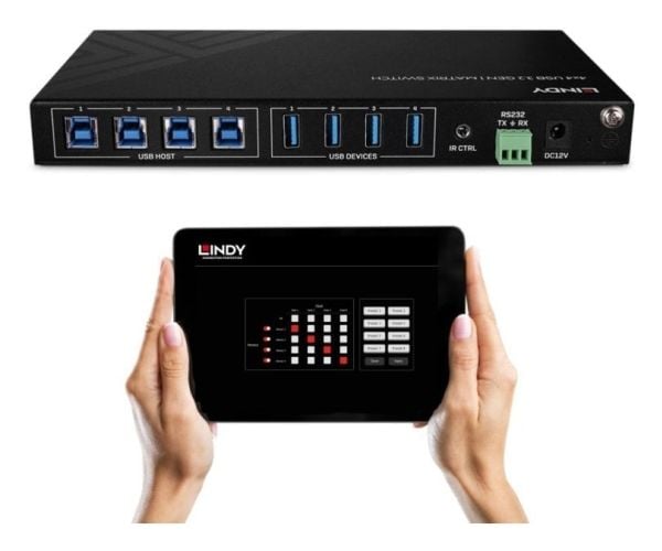 Lindy 43406, 5 Gbit/s, musta, Metalli, Rotaatio, CE, FCC, RoHS & REACH, USB A-tyyppi, USB B-tyyppi
