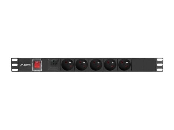 Lanberg PDU-05E-0200-BK, Perus, 1U, Vaaka, Alumiini, musta, musta