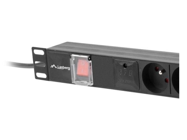 Lanberg PDU-05E-0200-BK, Perus, 1U, Vaaka, Alumiini, musta, musta