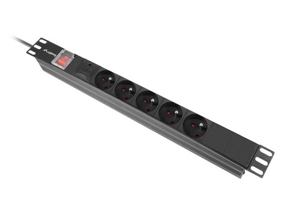 POWER STRIP RACK PDU 19" LANBERG 1U 10A 5X 230V PL 2M MUSTA C14