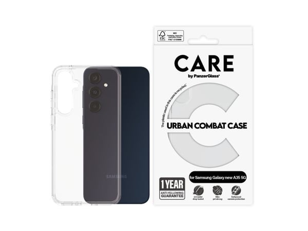 PanzerGlass CARE™ by ® Urban Combat Case Transparent Samsung Galaxy A36 5G, Etui, Samsung, Samsung - Galaxy A36 5G, Gjennomsiktig