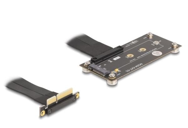 Delock-adapter PCIe 3.0 x4 hann 90° vinklet til M.2 Key M hunn med kabel 10 cm