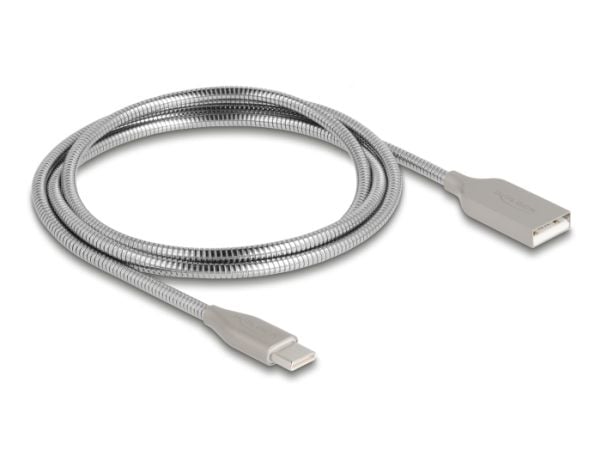 Delock - USB-kabel - USB (hann) til USB-C (hann) - USB 2.0 - 20 V - 3 A - 1 m - USB Power Delivery (60W), støtte for Power Delivery 3.0, with metal...