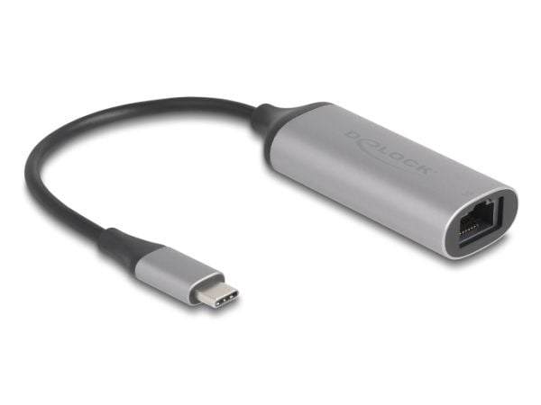 DeLOCK 81570, USB Type-C, RJ-45, 0,15 m, Antrasiitti