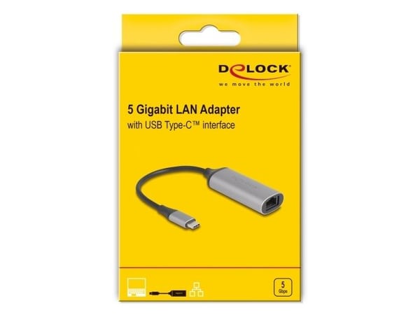 DeLOCK 81570, USB Type-C, RJ-45, 0,15 m, Antrasiitti