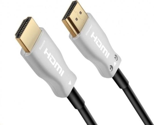 "PremiumCord PREMIUMCORD HDMI høyhastighets fiberoptisk kabel med eter. 4K@60 Hz, 100 m, M/M, gullbelagte kontakter