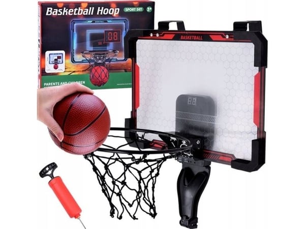 Sett med basketball ryggbrett, kurv, spiss teller + ball SP0809