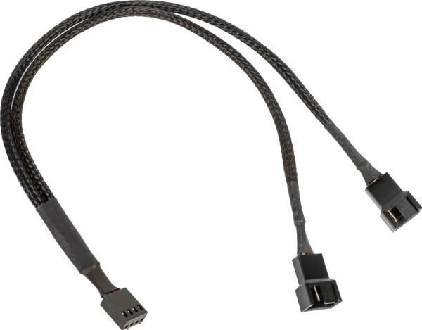 Kolink 1-2 PWM split-kabel for vifter – 35 cm, flettet, svart