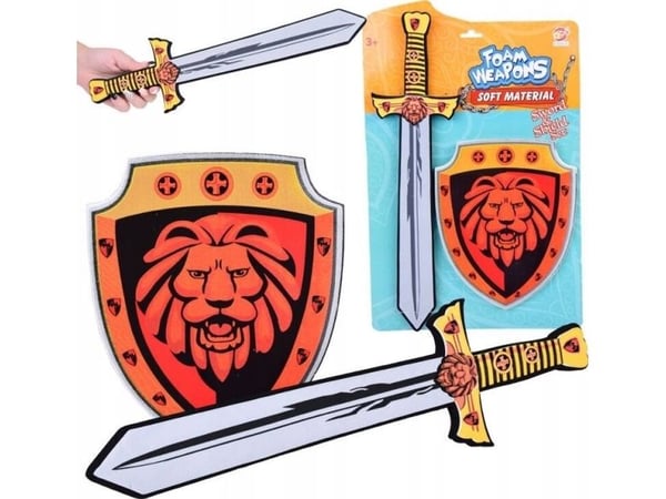Pakkaus ritarille Vaahtomuovikilpi Vaahtomiekka Leijona Emblem ZA5316
