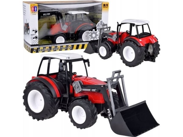 Jokomisiada stor rød traktor med bevegelig arm og store hjul RC0666