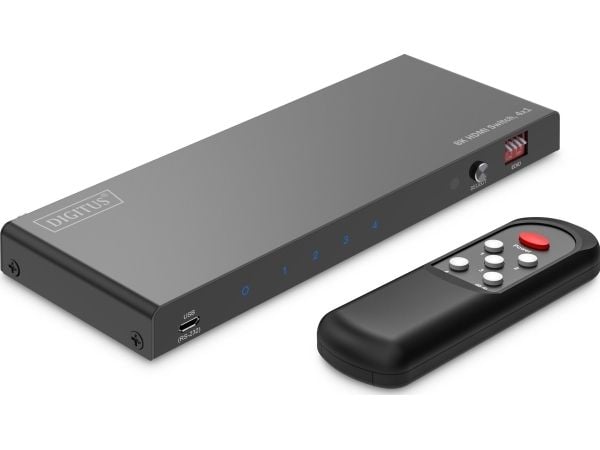 DIGITUS - Video/audio switch - 8K, 4x1 - 4 x HDMI - stasjonær