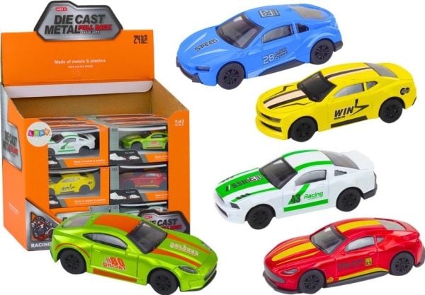 LeanToys bil 1:43 metall spaker / fjær bak med gummihjul