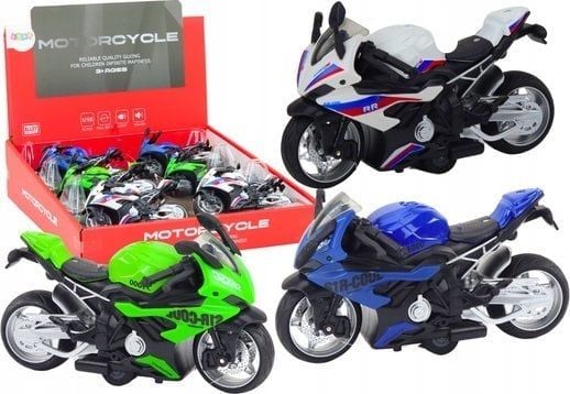 LeanToys sportmotorsykkel med støtfanger 3 farger: hvit/grønn/blå