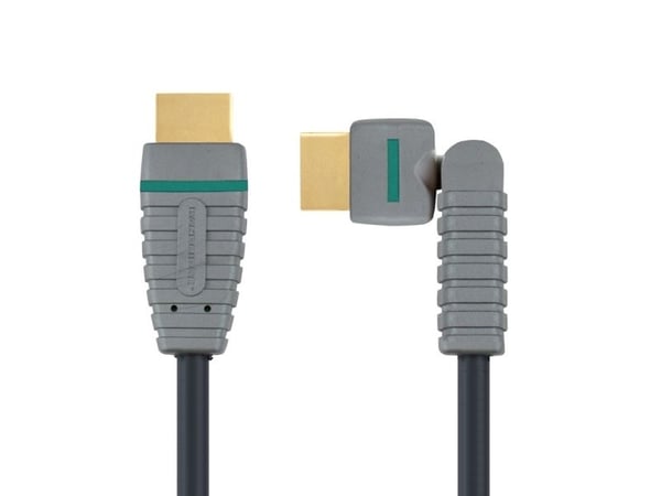 Bandridge Rotatable High Speed HDMI Cable with Ethernet - HDMI-kabel med Ethernet - HDMI hann til HDMI hann - 1 m - 360°-dreiekontakt