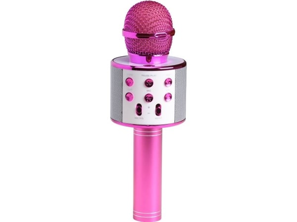 Denver KMS-20P, Karaokemikrofon, Kabel & Trådlös, Bluetooth/3,5 mm, 10 m, USB Type-A, Rosa