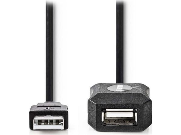 Nedis USB-jatkojohto 10m USB-A uros | USB-A naaras 480 Mbps | 10,0 m | Pyöreä | Nikkelöity | PVC | Kupari | Tarra | Tarra