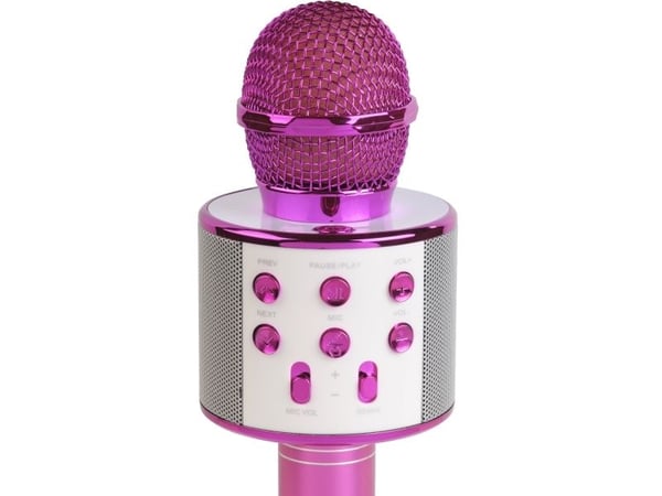 Denver KMS-20P, Karaokemikrofon, Kabel & Trådlös, Bluetooth/3,5 mm, 10 m, USB Type-A, Rosa