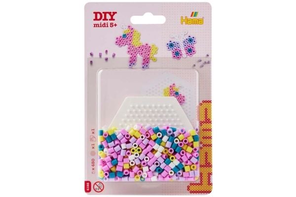 Hama midi blister liten sekskantet plate + perler