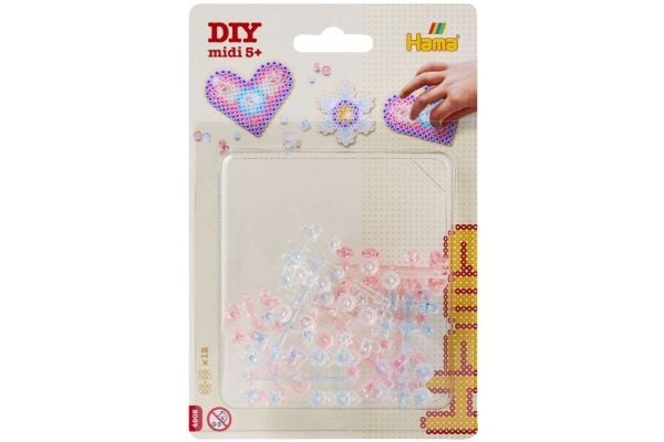 Hama perler i blister 12 stk. ass. (transparent/blå/rosa)