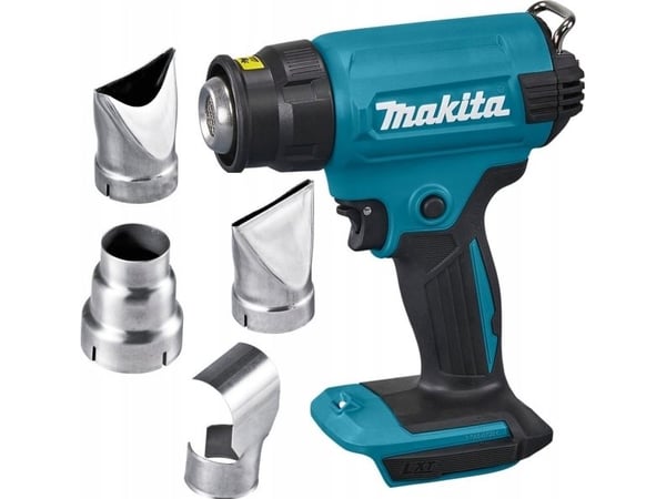 Makita DHG180Z, Varmluftspistol, Pistolhandtag, Svart, Blå, 200 l/min, 550 ° C, Batteri