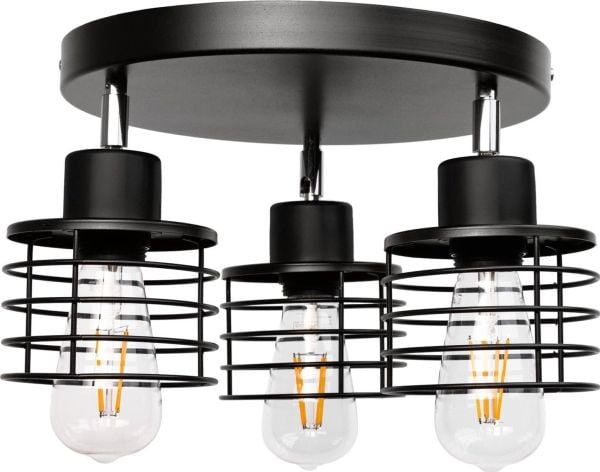 Taklampe Orno ISLA, svart, maks 3x60W, E27, rund sokkel, én nivå, bevegelige hoder