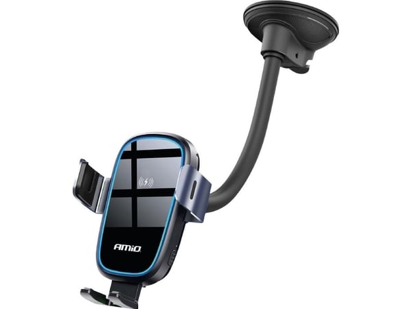 AMiO mobilholder til biltelefon på frontrute/kupe, induksjonslader 15W, amio-03780