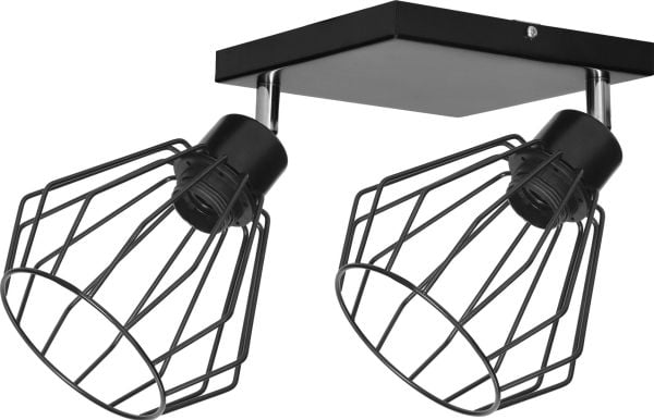 Sufittlampe Orno PINO innfatning for scienno-sufitt, maks. 2x60W, E27, svart, kvadratisk sokkel