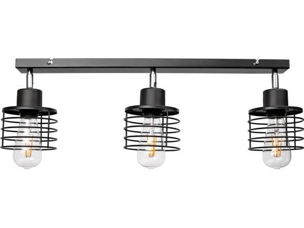 Taklampe Orno ISLA, svart, maks 3x60W, E27, list