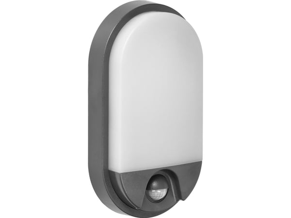 Seinävalaisin Orno NEFRYT LED 10W, PIR-liiketunnistimella varustettu puutarhavalaisin, 800 lm, IP54, 4000K, harmaa