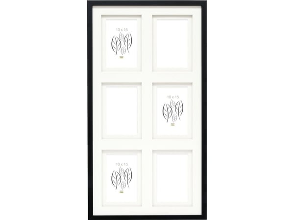 Fotoramme Deknudt S65KK2 sort 6x10x15 Wood Gallery dobbel Passepartout