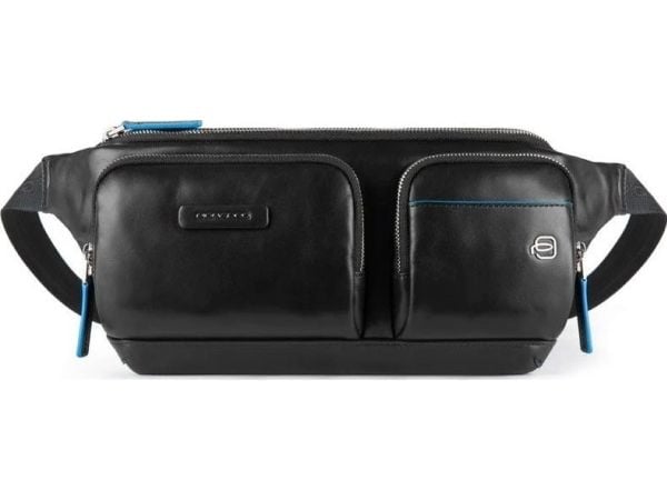 Piquadro Blue Square ekte skinn belteveske/toalettmappe CA5578B2V, svart 32x14x7 cm