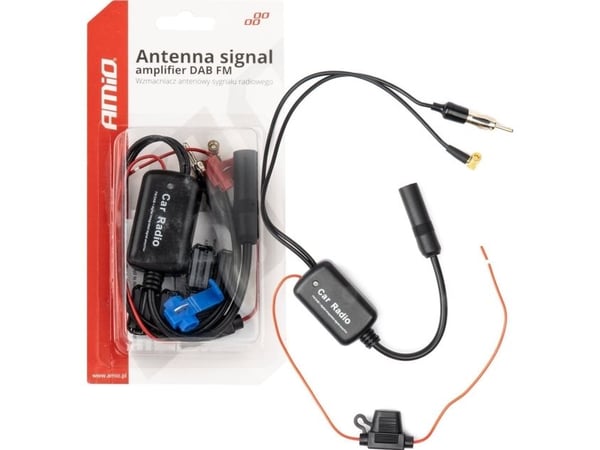 Radiosignal antenneforsterker 12v dab fm amio-04134