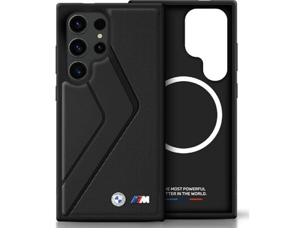 Deklas BMW Leather Oversized Stripes MagSafe til Samsung Galaxy S25 Ultra (svart)