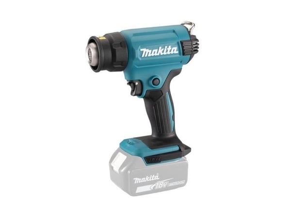 Makita DHG180Z, Varmluftspistol, Pistolhandtag, Svart, Blå, 200 l/min, 550 ° C, Batteri