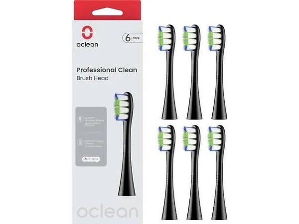 Oclean Professional Clean sett med 6 svarte børstehoder
