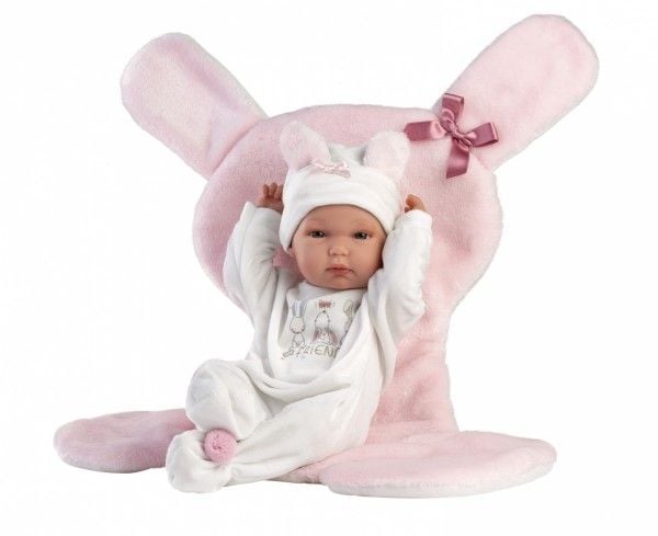 Llorens 63598 vinyldukke baby 35 cm med rosa pute