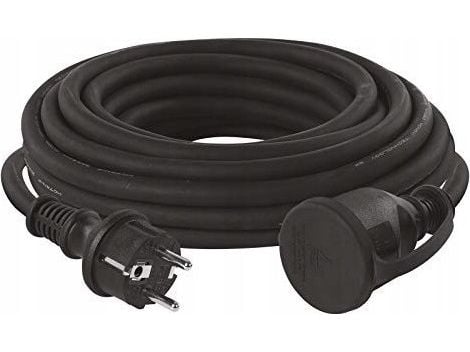 Jatkojohto 1 pistorasia 10m maadoituksella 3x2,5 mm² IP44 kumieristeellä, musta