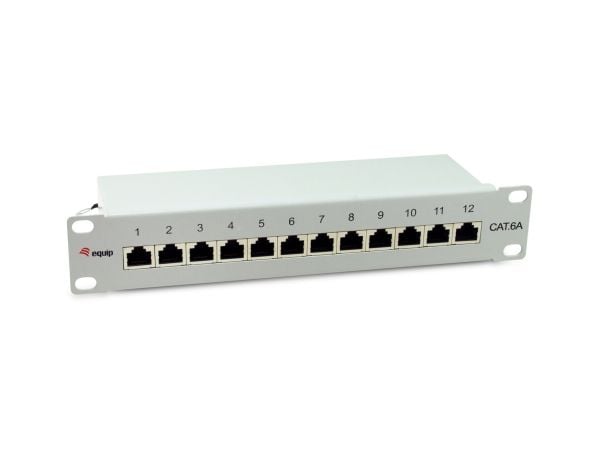 Equip Patchpanel 12x RJ45 Cat6A 10" FTP 1HE Premium hellgrau