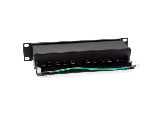Utstyr Patchpanel 12x RJ45 Cat6A 10" FTP 1HE Premium svart