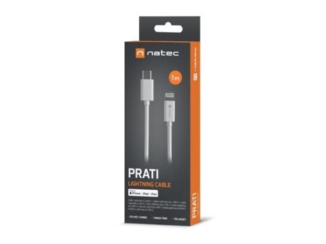 NATEC NKA-2150, 1 m, Lightning, USB C, Hankjønn, Hankjønn, Hvit