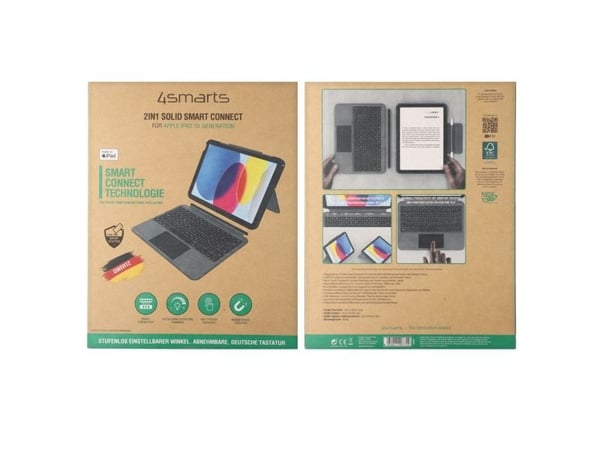 4smarts - Tastatur og folioveske - med styrepute - Apple Smart connector - QWERTZ - grafitt