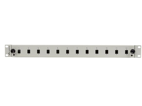FIBERSTATT 12XSC SIMPLEX / 12XLC DUPLEX RACK 19" 1U GRÅ + TILBEHØR
