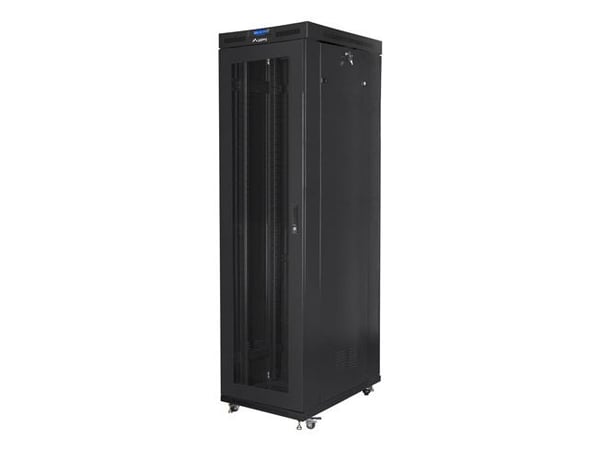 LANBERG Frittstående stativ 19 tommers skap 47U 800x1000 mesh dør LCD flatpakke svart