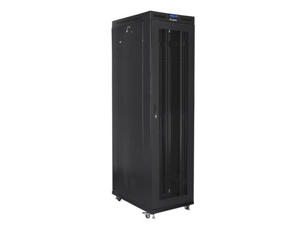 LANBERG Frittstående stativ 19 tommers skap 47U 800x1000 mesh dør LCD flatpakke svart