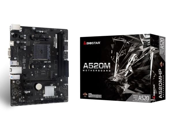 Biostar A520MHP - Hovedkort - Socket AM4 - USB 3.2 Gen 1 - innbygd grafikk (CPU kreves) - HD-lyd (8-kanalers)