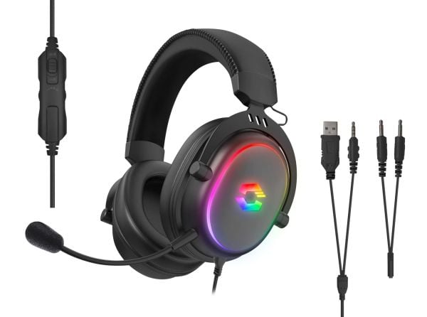 SPEEDLINK CONUX RGB, Koblet med ledninger (ikke trådløs), 20 - 20000 Hz, Spilling, 265 g, Hodesett, Sort