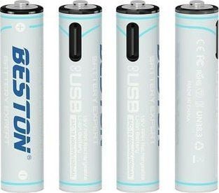 BESTON AAA oppladbare batterier med USB-C-tilkobling 400 mAh Li-Ion (4 stk.)